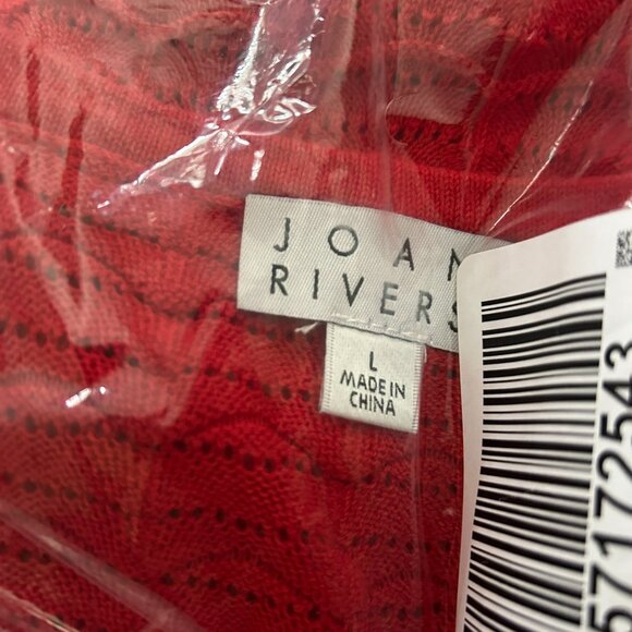 NWT Joan Rivers Open-Front Crochet Cardigan Red Sweater L - Picture 9 of 15